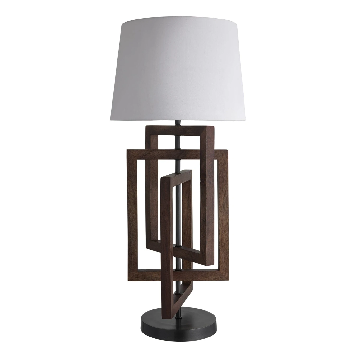 Wooden Geometric Rectangle Table Lamp - Walnut - Image 9