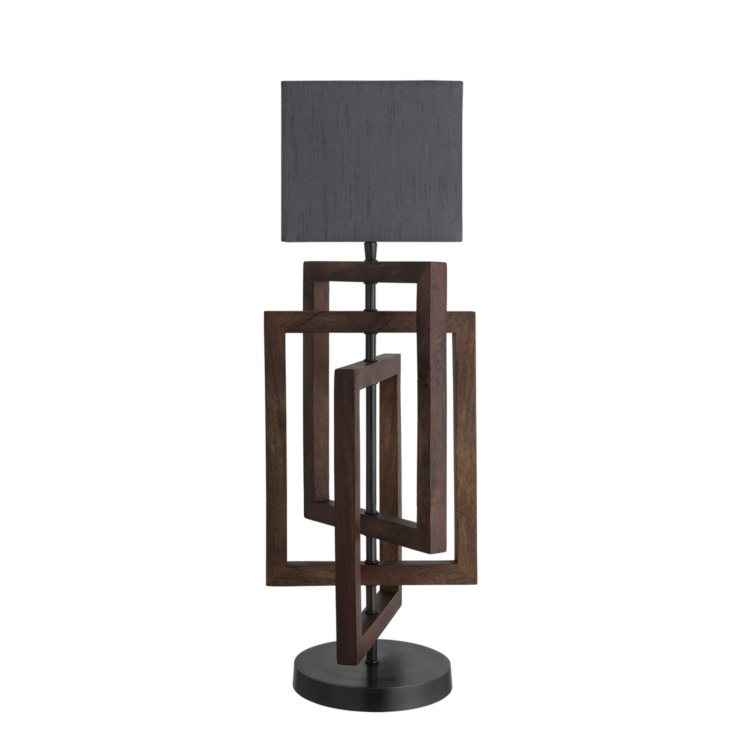 Wooden Geometric Rectangle Table Lamp - Walnut - Image 11