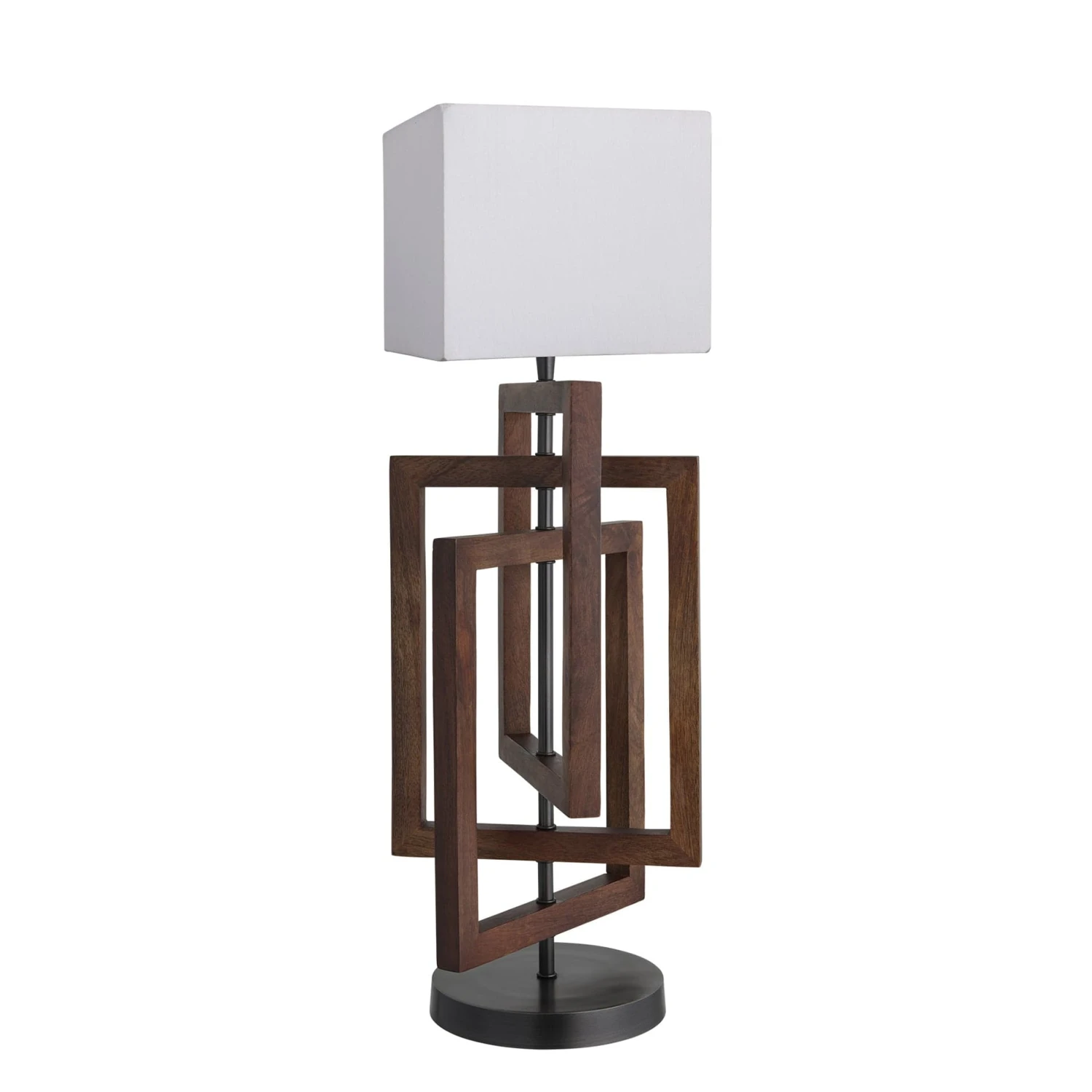 Wooden Geometric Rectangle Table Lamp - Walnut - Image 12